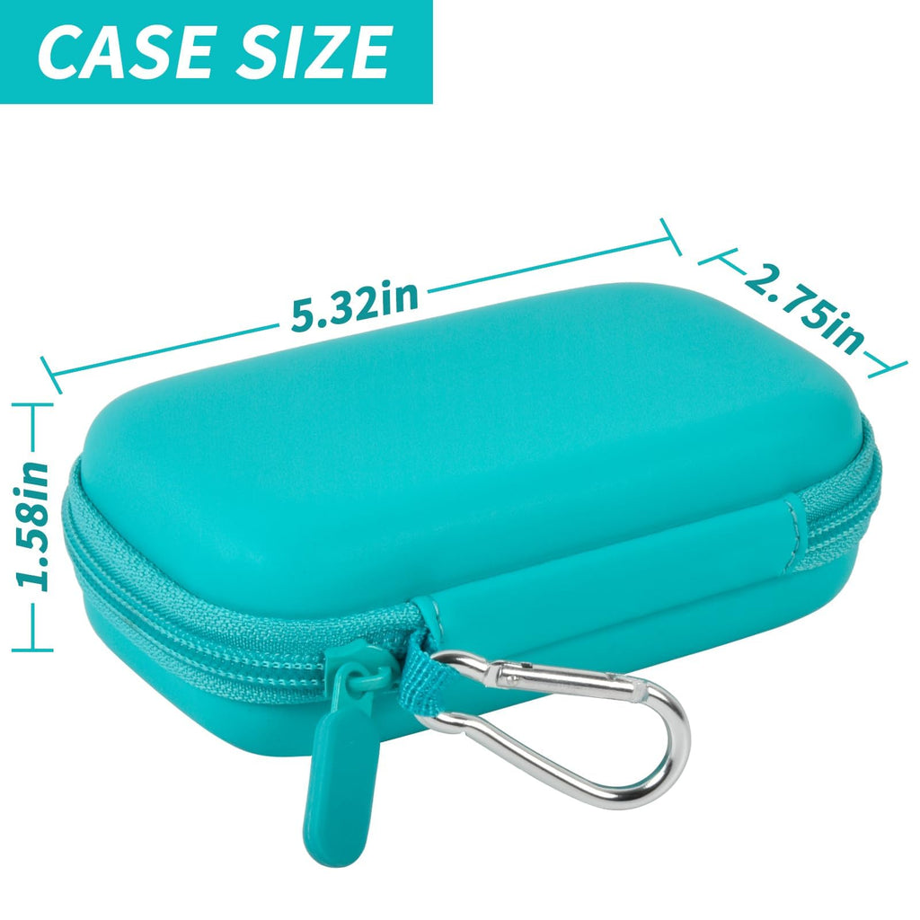 Teal MP3 player case dimensions: 5.32 by 2.75 by 1.58 inches
