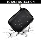 Black retro handheld console carrying case hard-shell impact and splash protection demonstration