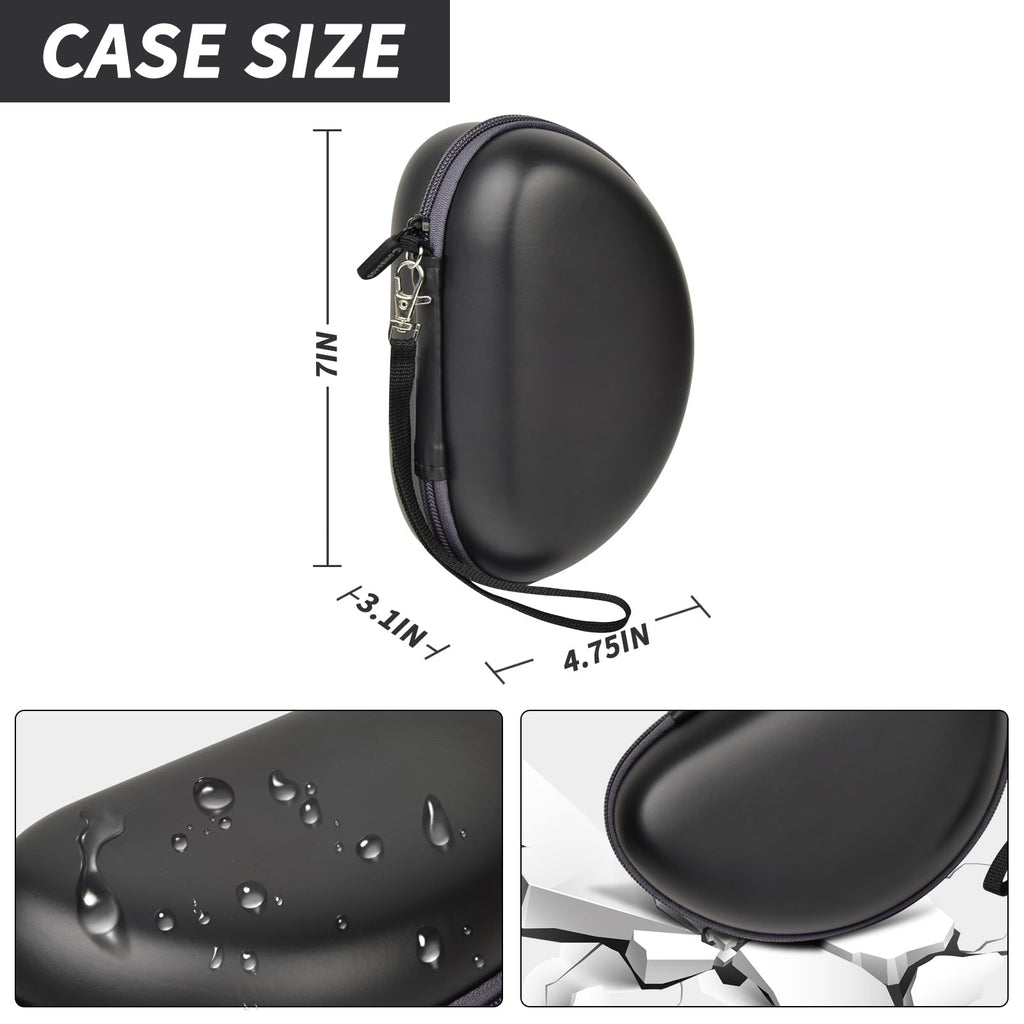 Black headphone case dimensions with water-resistant and anti-fall protection