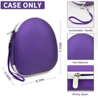 Purple hard-shell headphone case dimensions with handle and strong zipper; case only