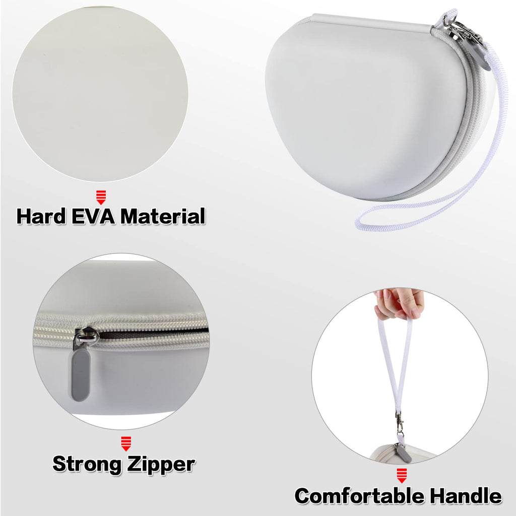 White headphone case with hard EVA shell, strong zipper, and carrying strap