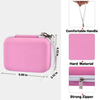 Pink label maker case dimensions with handle, strong zipper, and hard shell