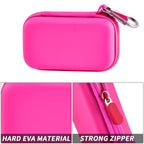 Pink hard EVA music player case with strong zipper and carabiner