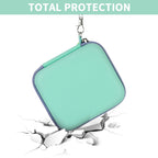 Mint green kids instant print camera case hard shell impact protection demonstration