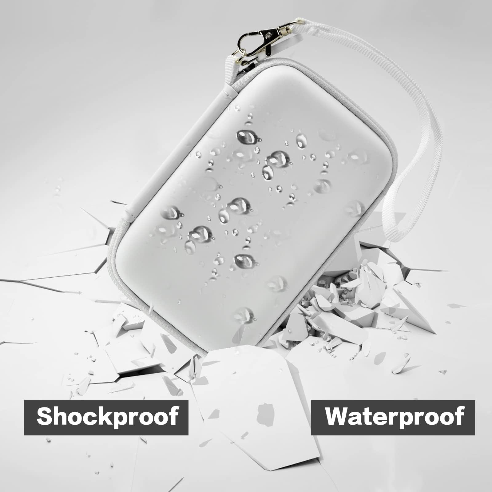 White charging station organizer demonstrating shockproof and water-resistant protection