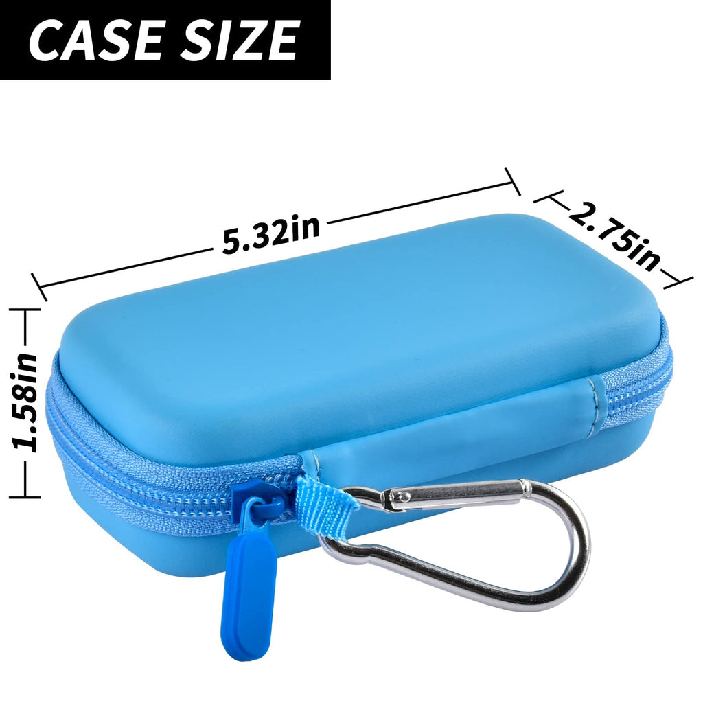Bright blue MP3 player case dimensions: 5.32 by 2.75 by 1.58 inches