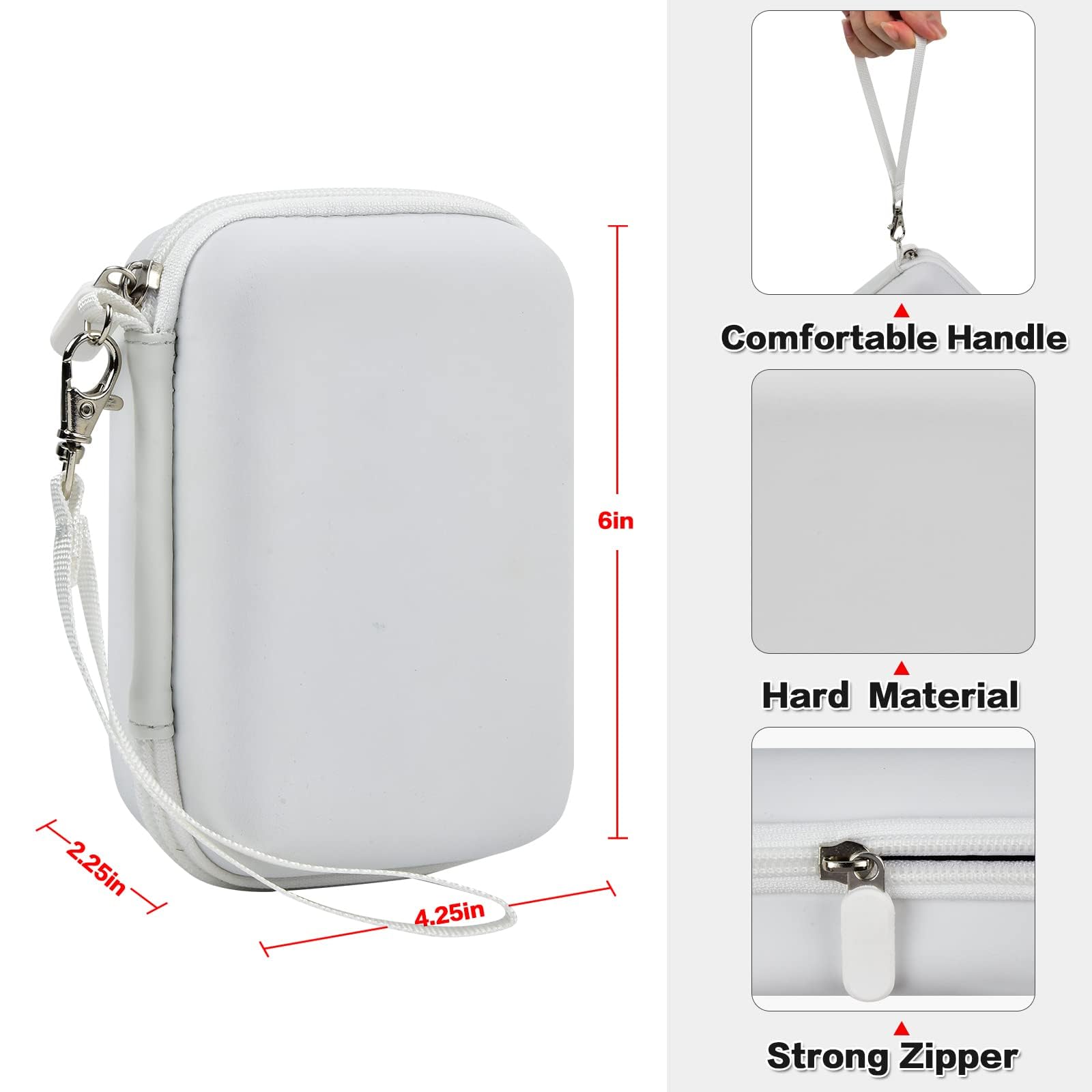 White label maker case dimensions with handle, strong zipper, and hard protective shell