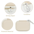 Ivory portable SSD case with strong zipper, carabiner, and premium hard-shell material