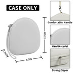 Light gray hard-shell headphone case dimensions with handle and strong zipper; case only