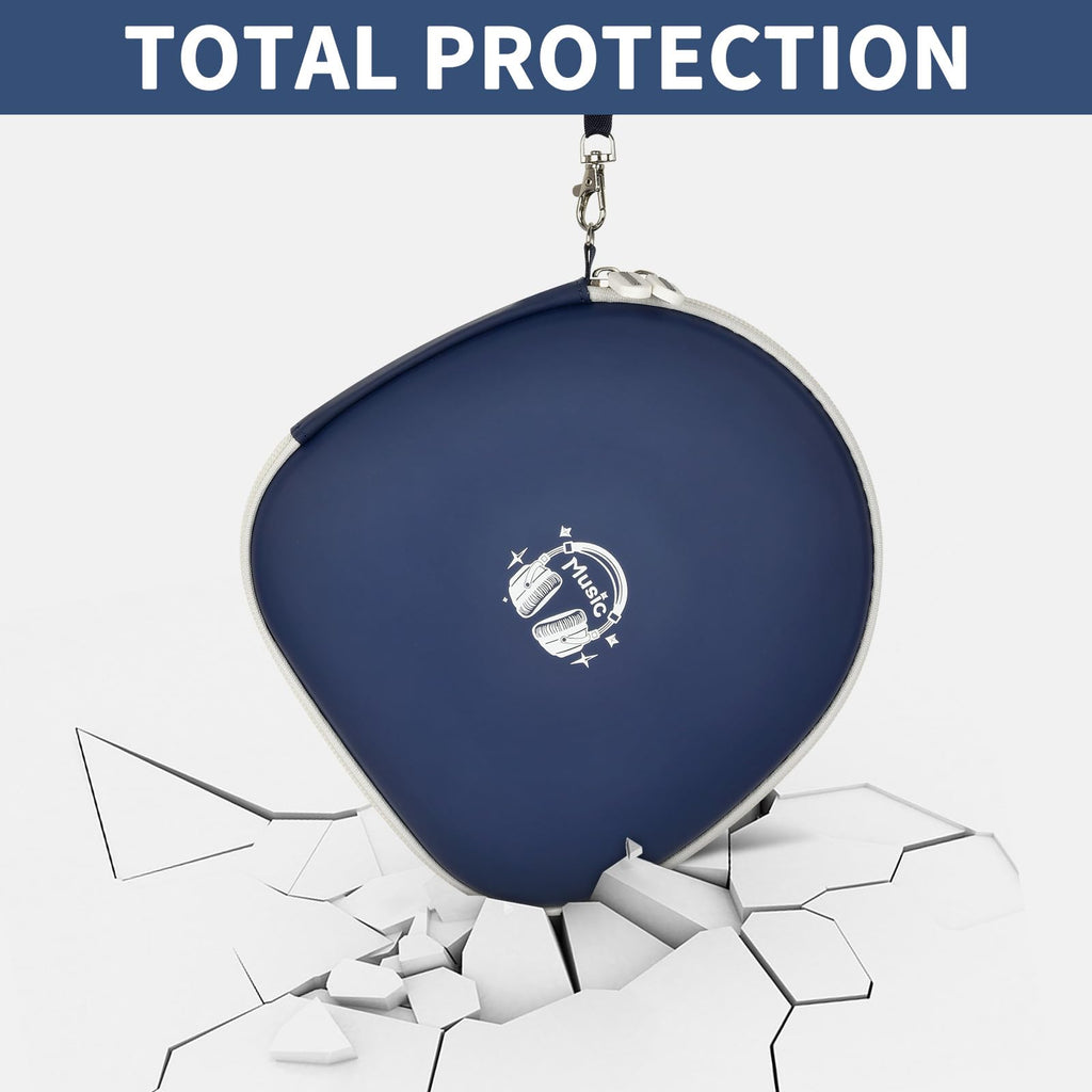 Navy blue headphone case demonstrating impact-resistant total protection