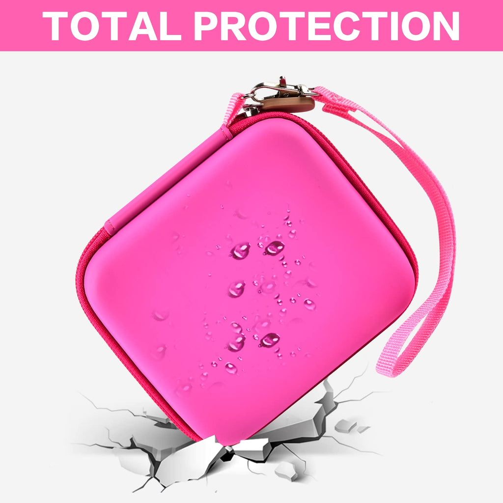 Magenta kids instant print camera case hard shell impact protection demonstration