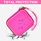 Magenta kids instant print camera case hard shell impact protection demonstration