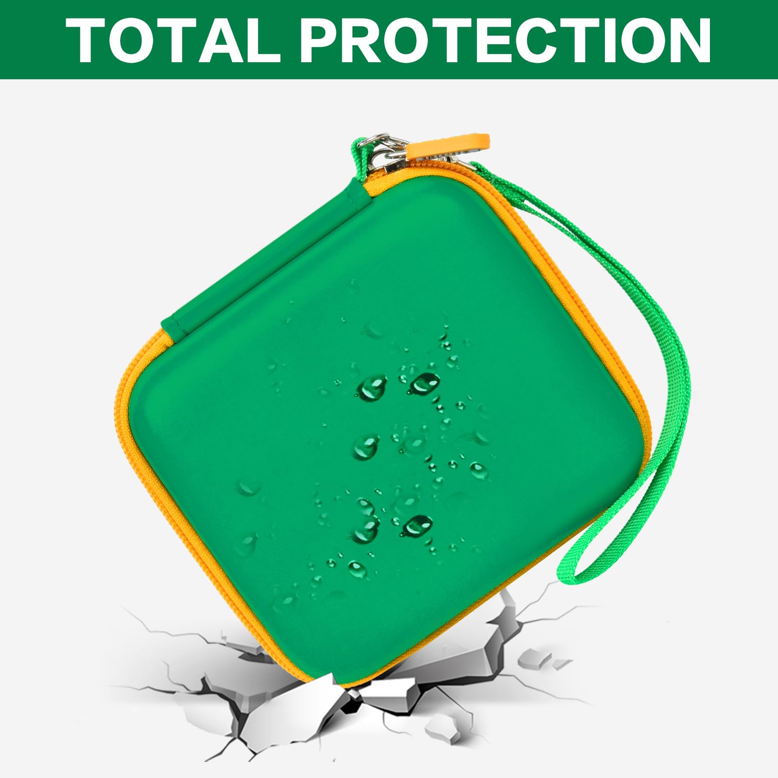 Green kids instant print camera case hard shell impact protection demonstration
