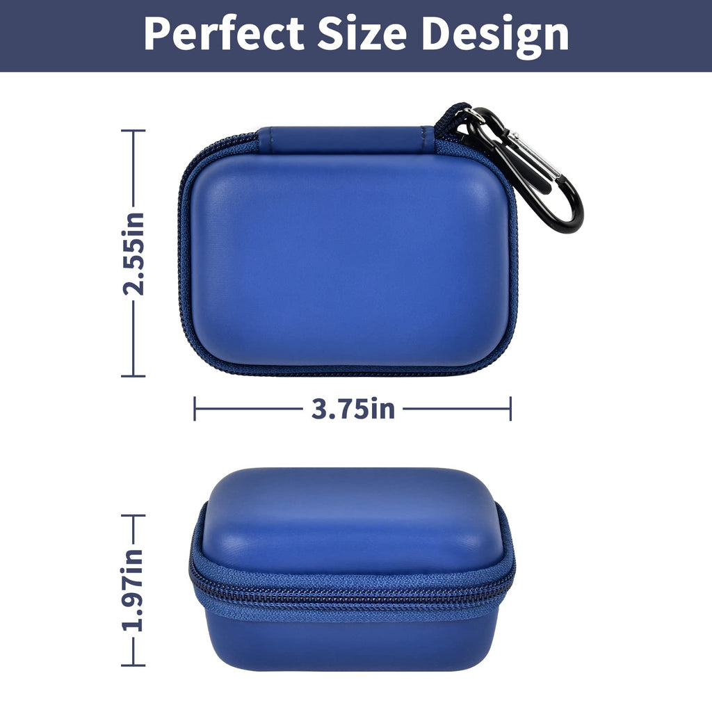 Navy blue portable charger case dimensions with compact hard-shell design
