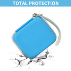 Blue kids instant print camera case hard shell impact protection demonstration