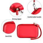 Red charging station case with strong zipper, wrist strap, and hard EVA shell