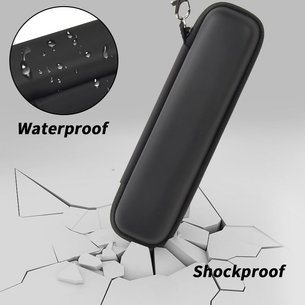 Black slim toothbrush case demonstrating waterproof and shockproof protection