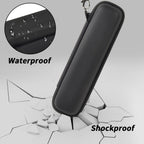 Black slim toothbrush case demonstrating waterproof and shockproof protection