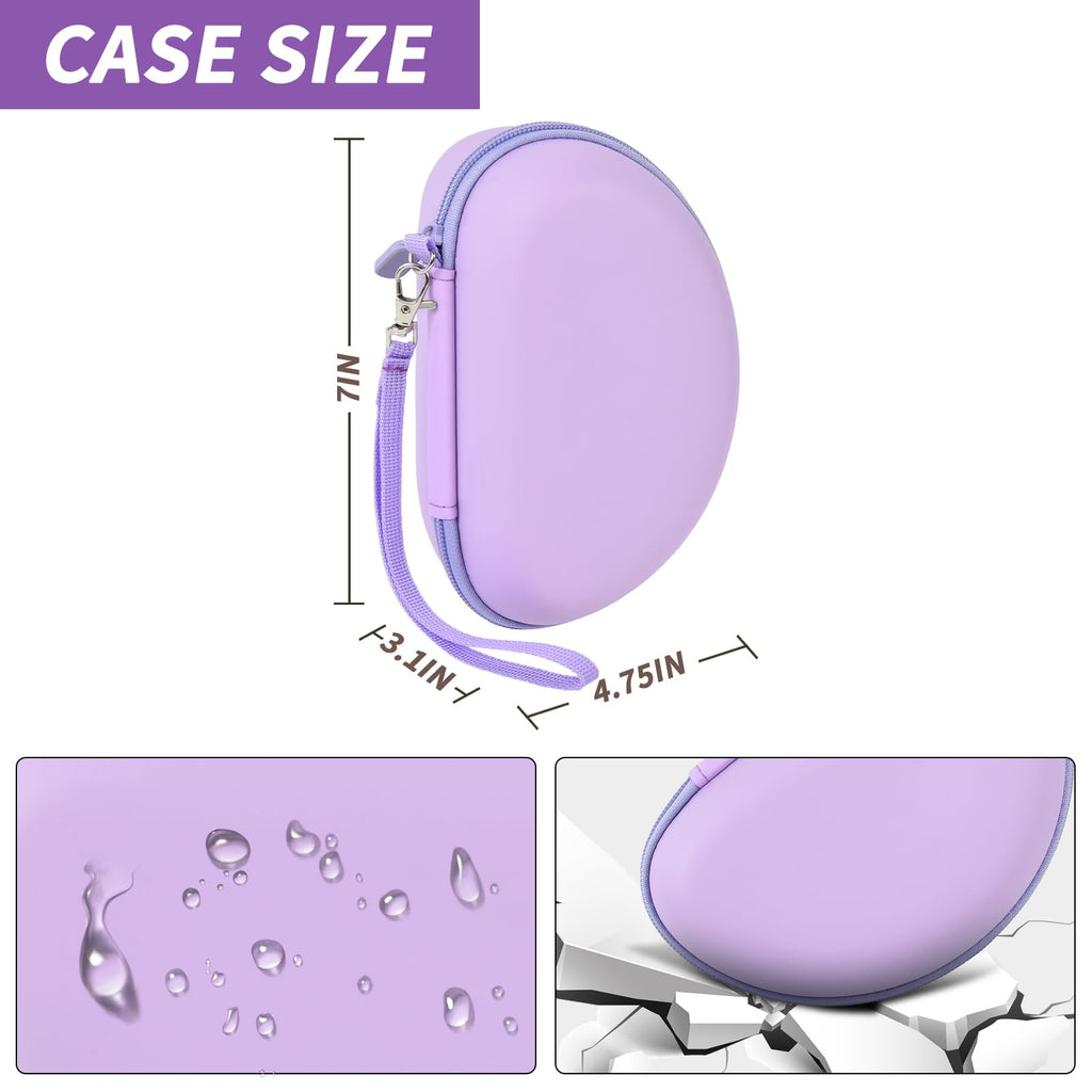 Purple headphone case dimensions with water-resistant and anti-fall protection