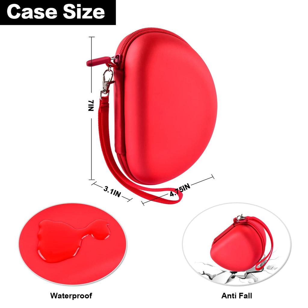 Red headphone case dimensions with water-resistant and anti-fall protection