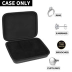 Open black 42-slot jewelry organizer for rings, earrings, brooches, and cufflinks; case only