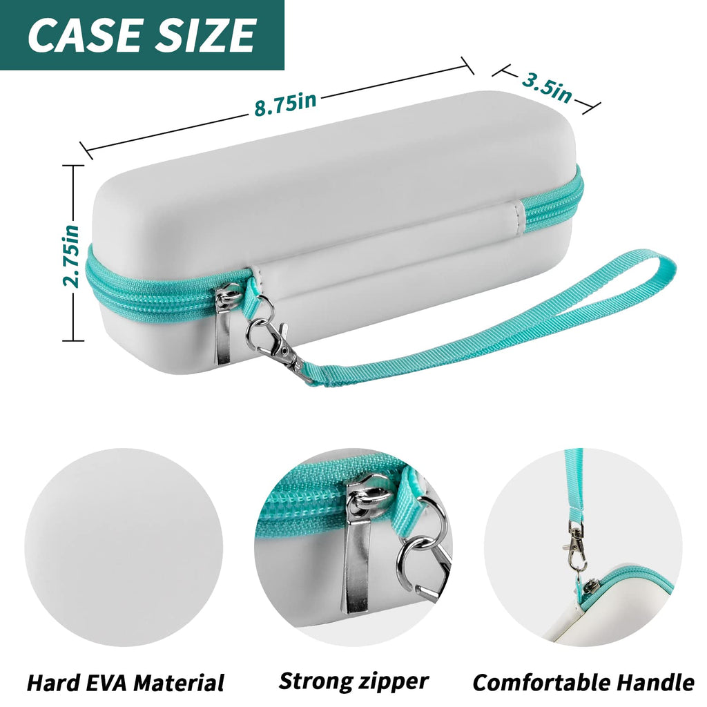 Teal electric toothbrush case dimensions with hard EVA shell and wrist strap