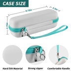 Teal electric toothbrush case dimensions with hard EVA shell and wrist strap