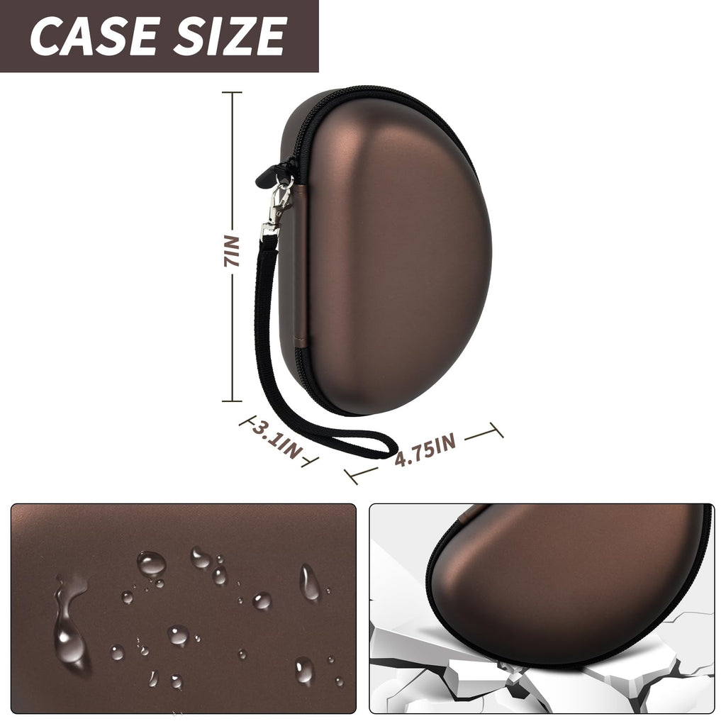 Brown headphone case dimensions with water-resistant and anti-fall protection