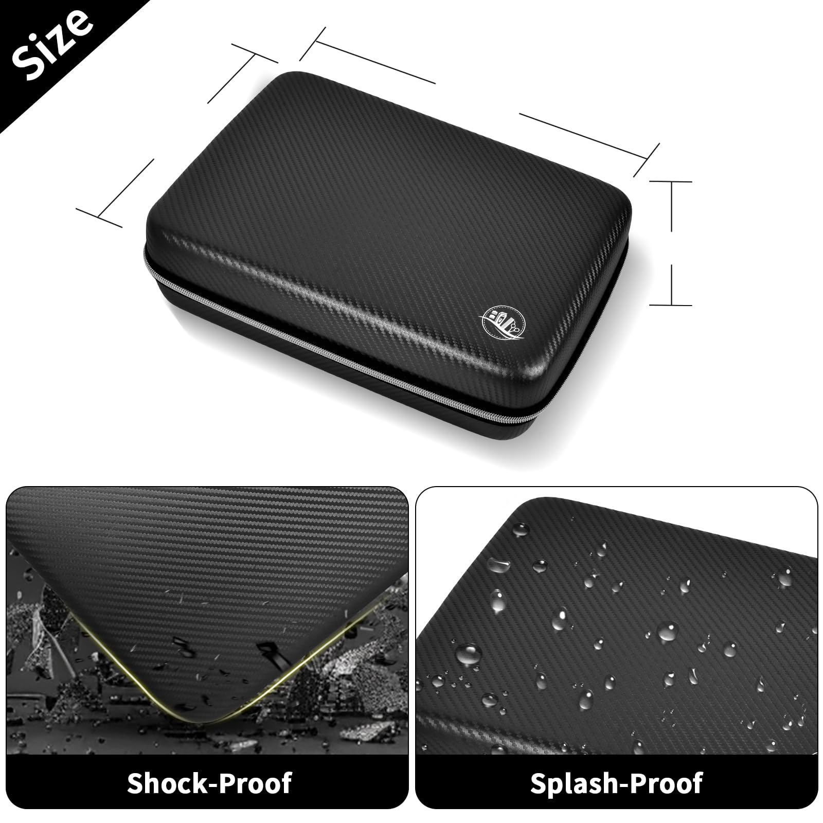 Black professional clipper case dimensions with shockproof and splash-resistant hard shell