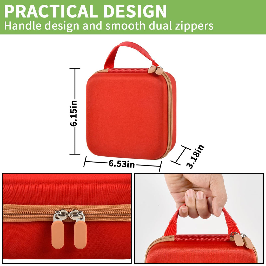 Red NIIMBOT label maker case dimensions with handle and dual zippers
