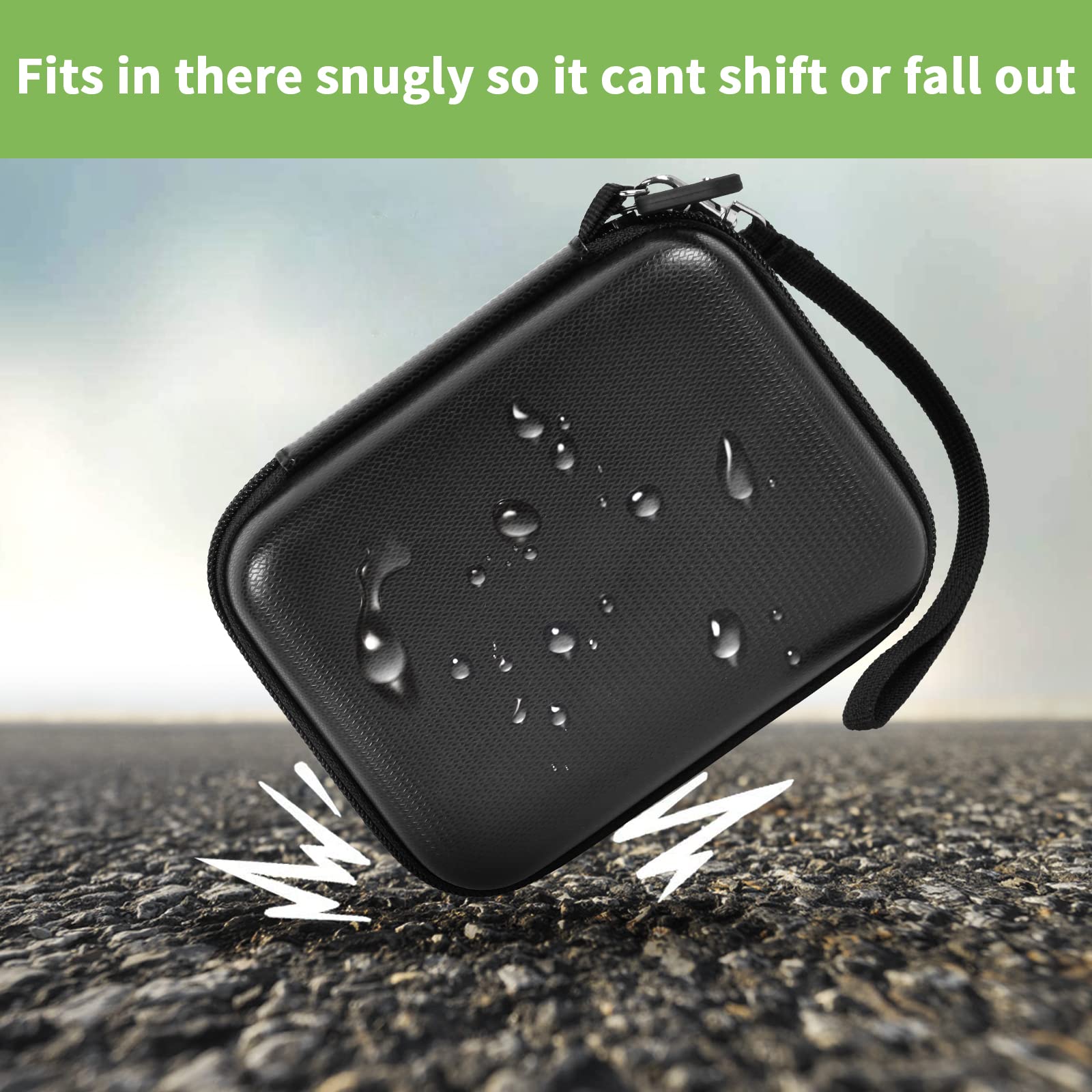 Black hard drive case demonstrating water-resistant and impact-protective shell