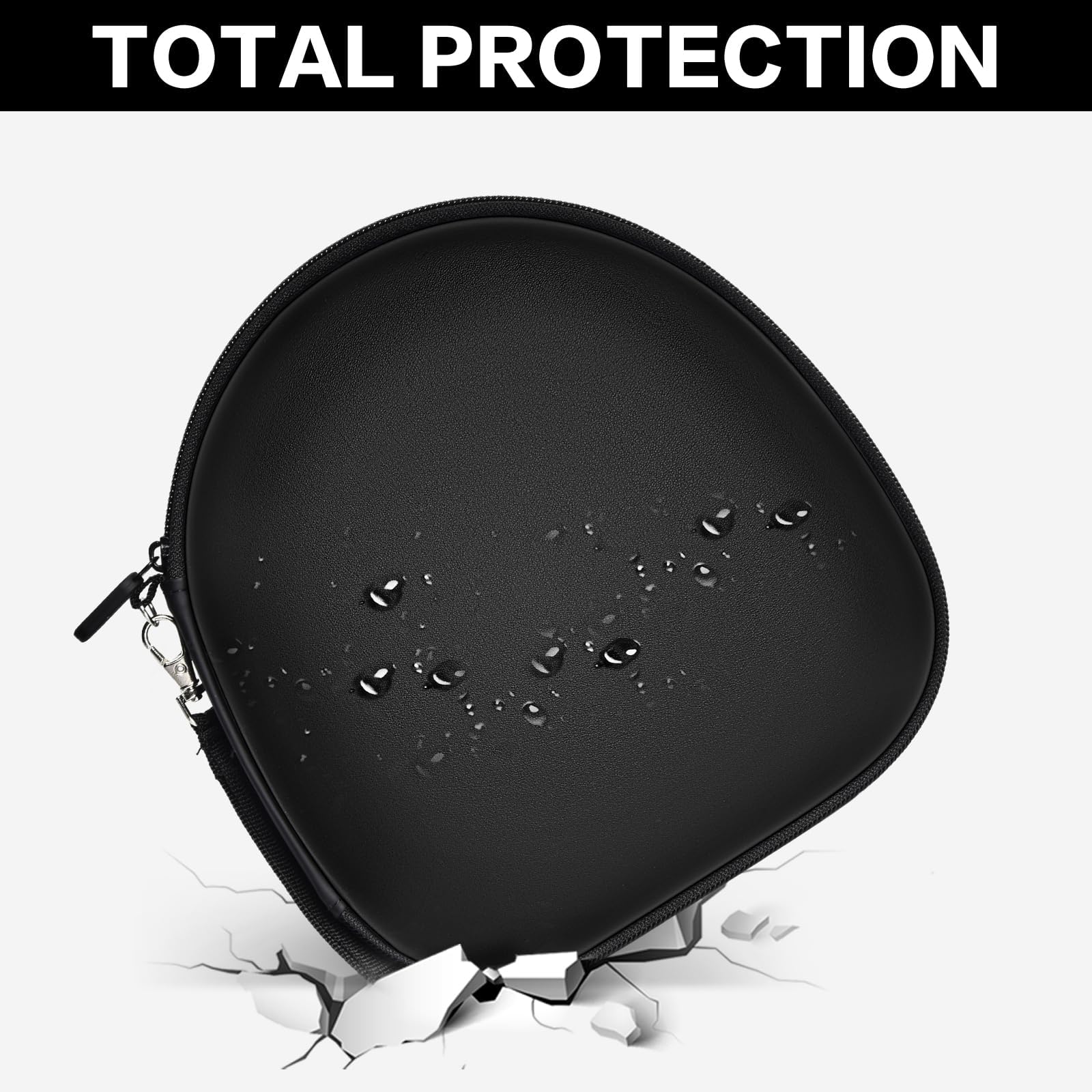 Black headphone case demonstrating impact-resistant total protection