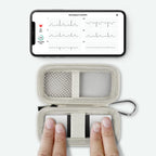 KardiaMobile 6L device used inside the open white travel case without removal