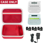 Open red and white P-touch label maker case with mesh pocket; case only