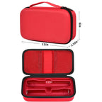 Red JBL wireless microphone case dimensions with dual storage layout