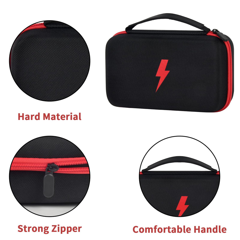 Black and red hard multimeter case with strong zipper and carrying handle details