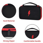 Black and red hard multimeter case with strong zipper and carrying handle details
