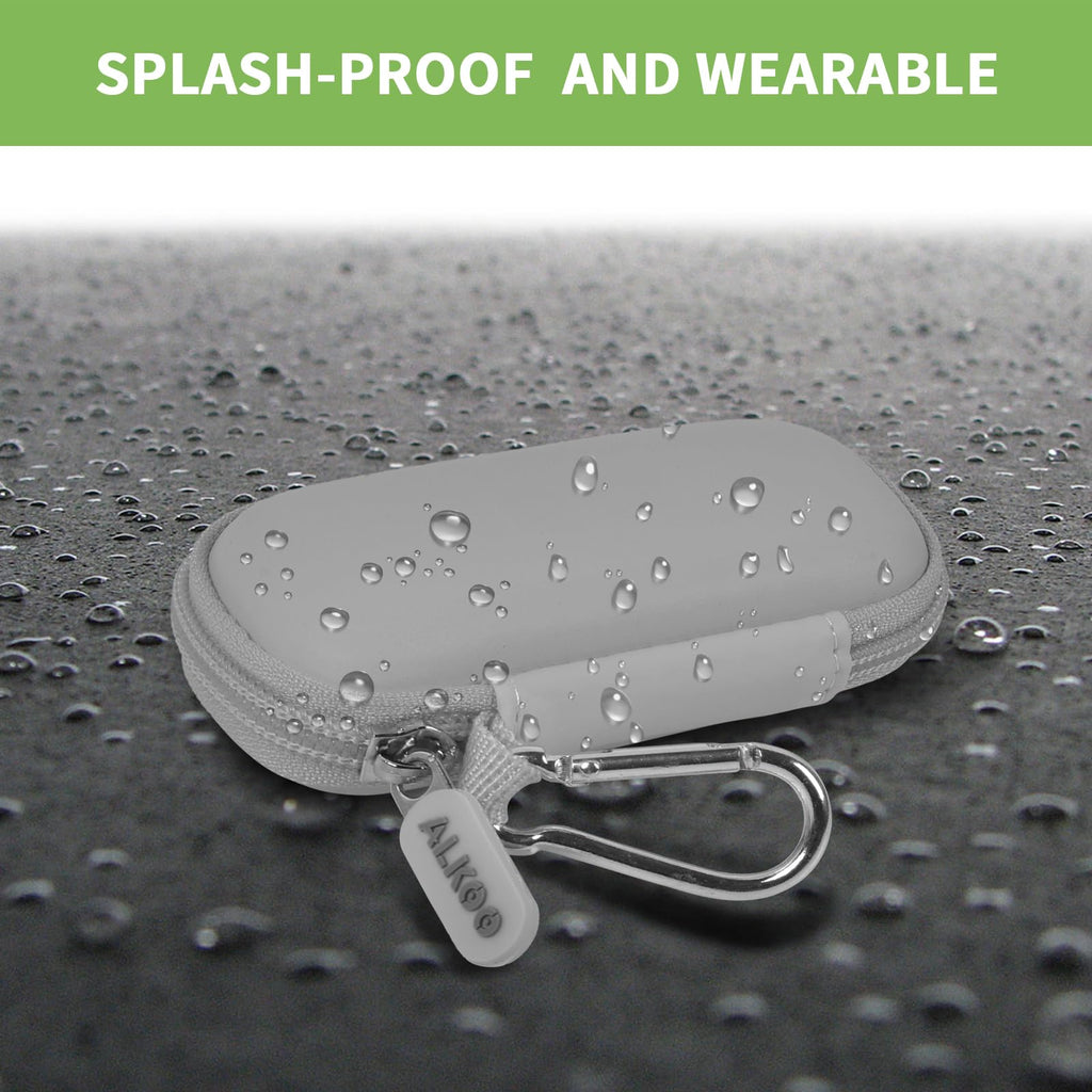 Gray USB flash drive and SD card storage case splash-resistant exterior demonstration
