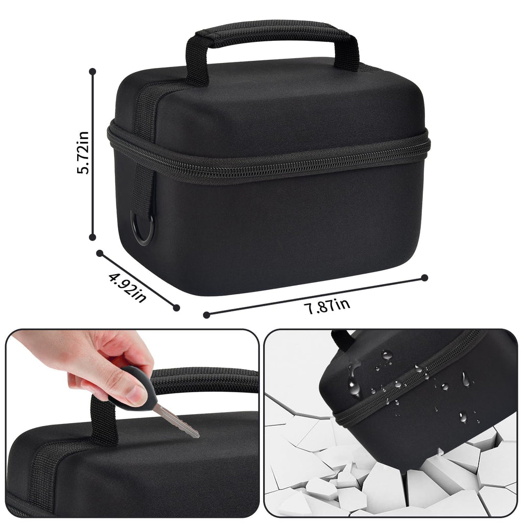 Black camera case dimensions with handle and shock-resistant hard shell