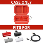 Open red mini power bank case shown with compatible portable chargers; case only