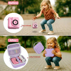 Lavender bear-shaped kids instant print camera case before-and-after storage comparison