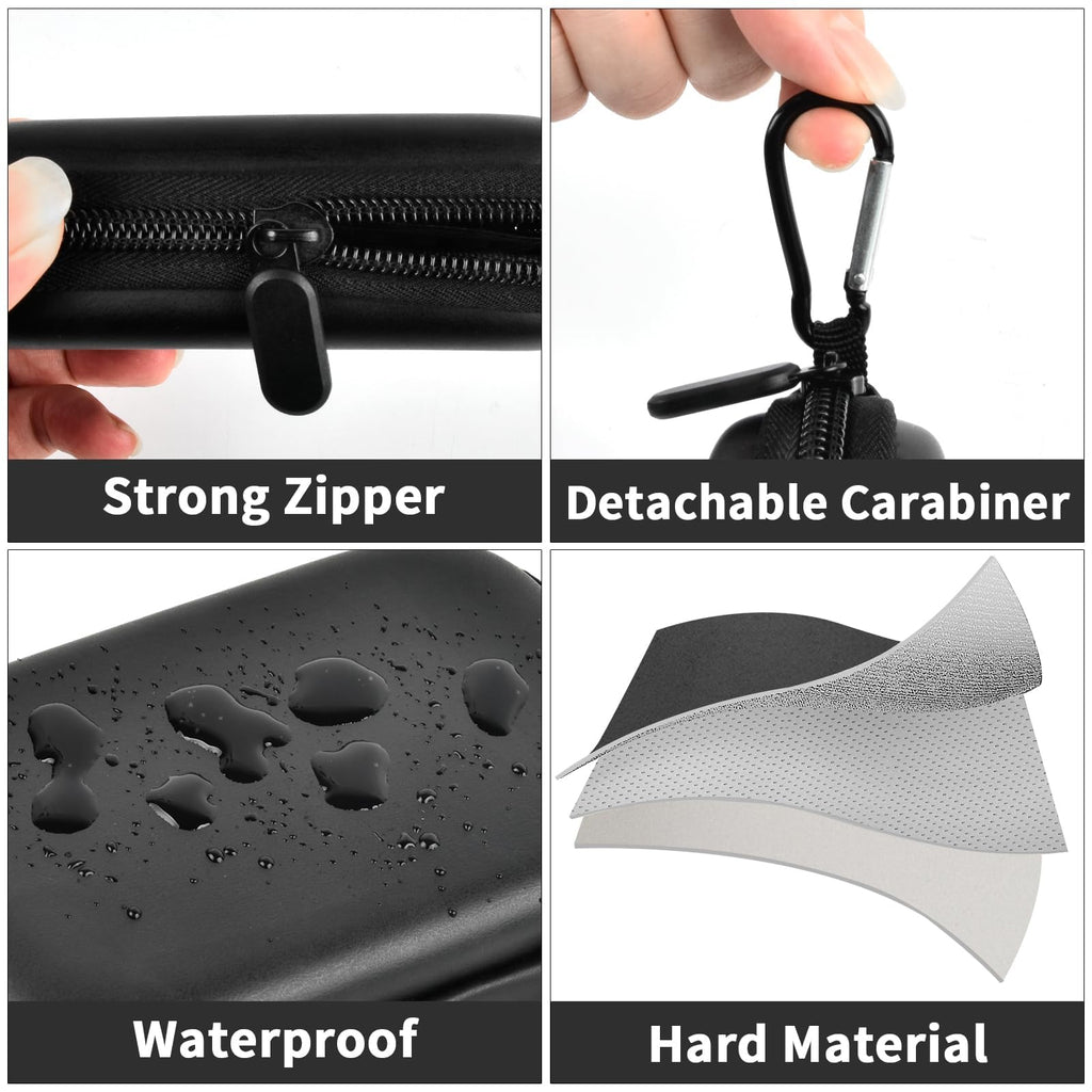 Black portable SSD case with strong zipper, carabiner, water-resistant shell, and hard EVA construction