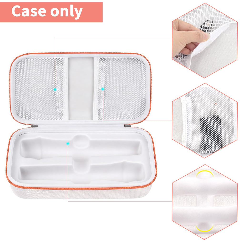 Open white and orange microphone organizer with mesh pockets and molded compartments; case only