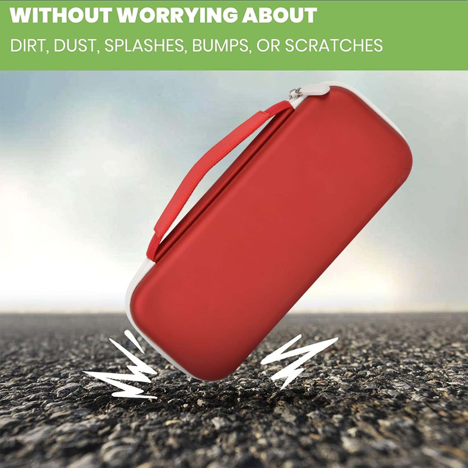 red hard stethoscope case shown protecting against bumps and scratches