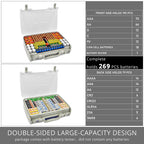 Clear gray 269-slot battery organizer case capacity chart for 269 battery slots