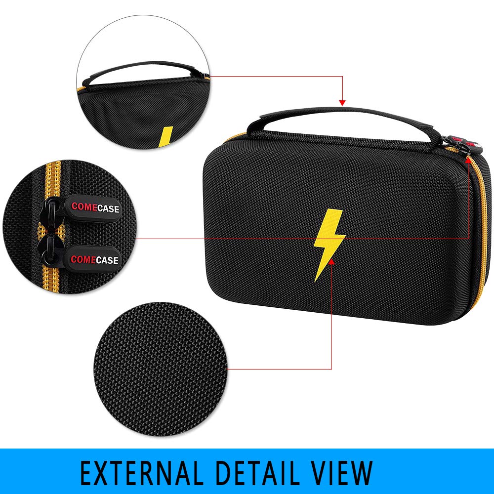 Black and yellow multimeter case exterior with handle, reinforced seams, and textured shell