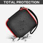 Black and red kids instant print camera case hard shell impact protection demonstration