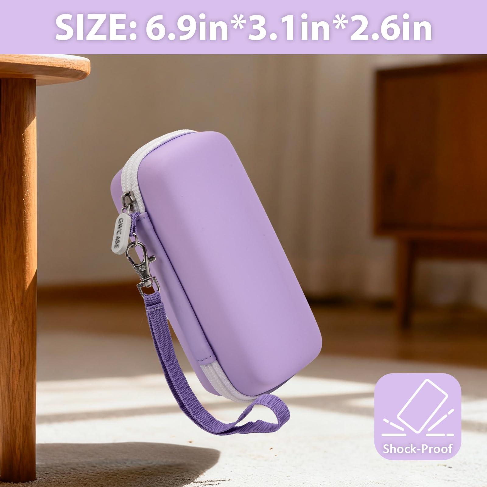 Lavender 3D printing pen case dimensions with detachable wrist strap