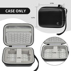 Open black and gray camera case with internal dimensions and wrist strap; case only