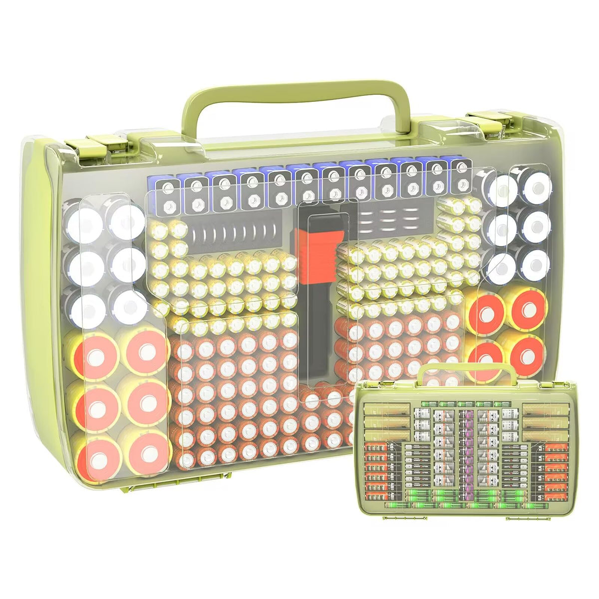 269-Slot Battery Organizer Case with Tester | ALKOO – Green – protective case product view